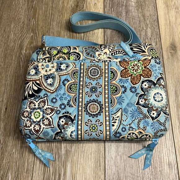 Vera Bradley Tablet Quilted Book Computer Bag Hard Shell Case Java Blue Brown - Picture 1 of 9